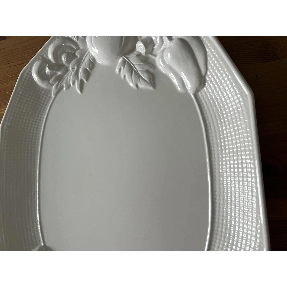 Vintage Himark Harvest Weave Ceramic Platter Embossed Vegetables Farmhouse 18